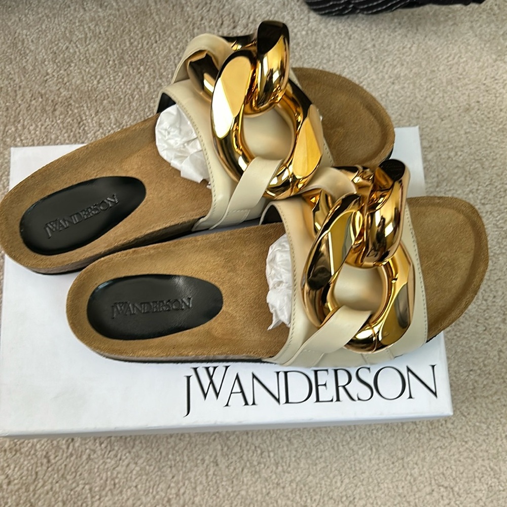JW Anderson Beige chain slides